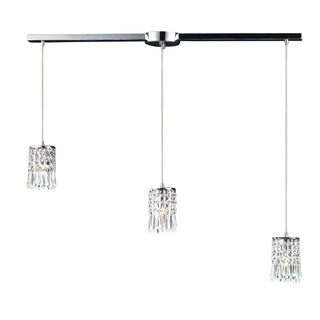 Optix 3-Light Linear Mini Pendant Fixture in Polished Chrome with 32% Lead Crystal