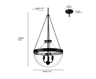 Clarra 3-Light Pendant light Matte Black