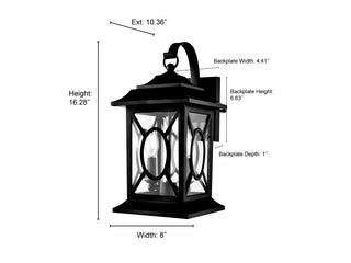 Allbert 2-Light Outdoor Wall Sconce Powder Coated Black