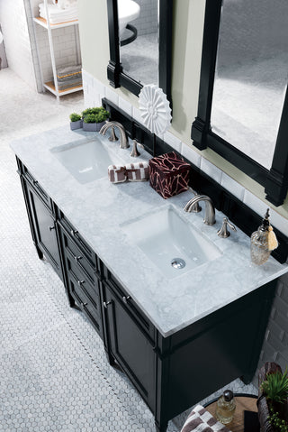 60 Inch Brittany Freestanding Vanity in Black Onyx / Carrara White Top