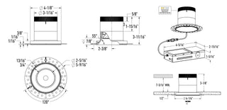 4in Modular Downlight, 5CCT, 20 degree Beam Angle, Regressed, Gold, Black Trim