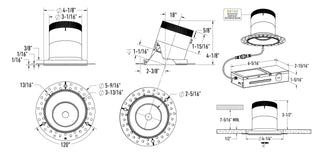 4in Modular Downlight, 5CCT, 20 degree Beam Angle, Slope Ceiling, Black,Trimless