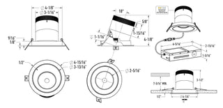 4in Modular Downlight, 5CCT, 20 degree Beam Angle, Slope Ceiling, Black, Black Trim