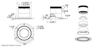 6in Modular Downlight, 5CCT, 35 degree Beam Angle, Regressed, Black,Trimless
