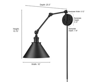 Edward 1-Light Swing Arm Sconce Light Matte Black