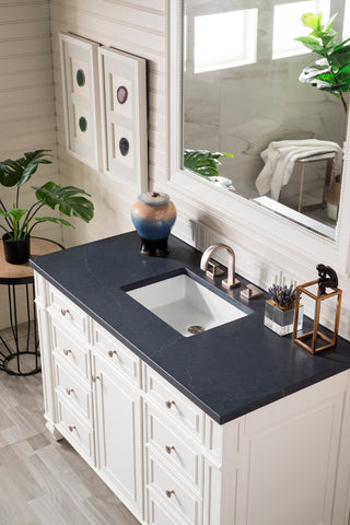 48 Inch Bristol Freestanding Vanity in Bright White / Charcoal Soapstone Top