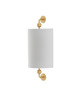 Tavey Gold Wall Sconce, White Shade