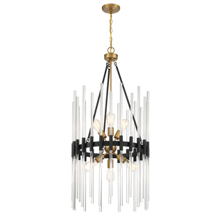 Santiago 6-Light Pendant in Matte Black with Warm Brass Accents