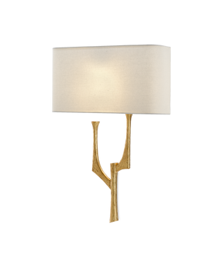 Bodnant Gold Wall Sconce, White Shade, Right