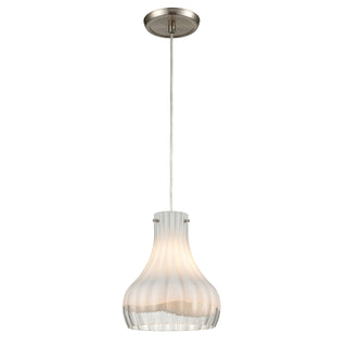 Coastal Scallop 8'' Wide 1-Light Mini Pendant - Satin Nickel