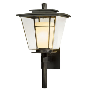 Beacon Hall Large Outdoor Sconce Coastal Dark Smoke / Clear Glass with Opal Diffuser (ZU)