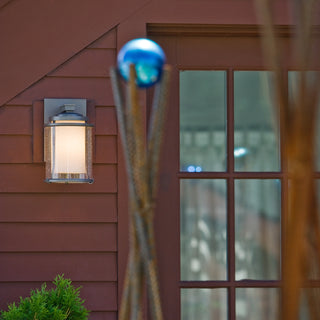 Meridian Small Outdoor Sconce Coastal Natural Iron / Seeded Glass with Opal Diffuser (ZS)