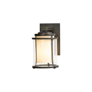 Meridian Small Outdoor Sconce Coastal Dark Smoke / Seeded Glass with Opal Diffuser (ZS)