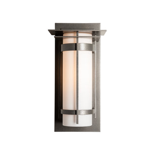 Banded with Top Plate Outdoor Sconce Coastal Natural Iron / Opal Glass (GG)