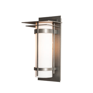 Banded with Top Plate Outdoor Sconce Coastal Natural Iron / Opal Glass (GG)