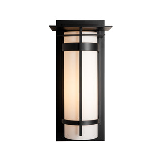 Banded with Top Plate Large Outdoor Sconce Coastal Black / Opal Glass (GG)