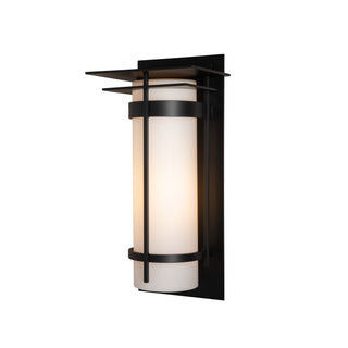 Banded with Top Plate Large Outdoor Sconce Coastal Black / Opal Glass (GG)