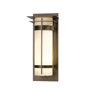 Banded with Top Plate Extra Large Outdoor Sconce Coastal Bronze / Opal Glass (GG)