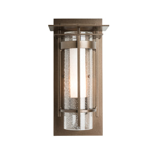 Torch Small Outdoor Sconce with Top Plate Coastal Dark Smoke / Seeded Glass with Opal Diffuser (ZS)