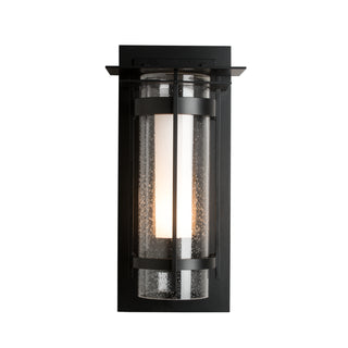 Torch with Top Plate Outdoor Sconce Coastal Black / Seeded Glass with Opal Diffuser (ZS)