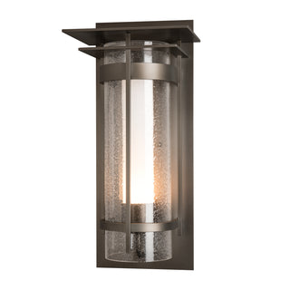 Torch with Top Plate Large Outdoor Sconce Coastal Dark Smoke / Seeded Glass with Opal Diffuser (ZS)