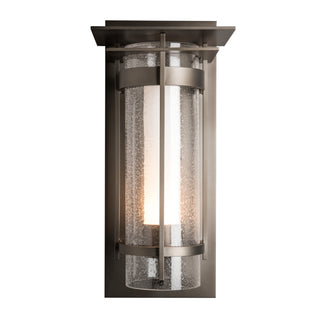 Torch with Top Plate Large Outdoor Sconce Coastal Dark Smoke / Seeded Glass with Opal Diffuser (ZS)