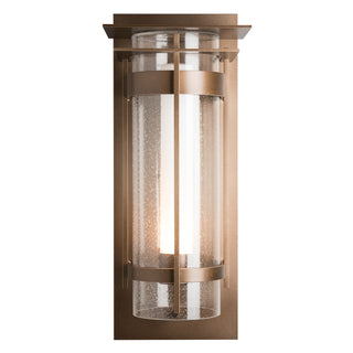 Torch XL Outdoor Sconce with Top Plate Coastal Bronze / Seeded Glass with Opal Diffuser (ZS)