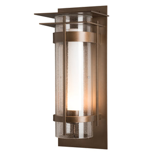 Torch XL Outdoor Sconce with Top Plate Coastal Bronze / Seeded Glass with Opal Diffuser (ZS)