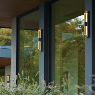 Double Axis Small LED Outdoor Sconce Coastal Dark Smoke / Clear Glass (ZM)