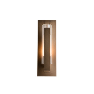 Vertical Bar Fluted Glass Small Outdoor Sconce Coastal Bronze / Clear Glass with Opal Diffuser (ZU)