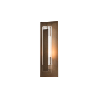 Vertical Bar Fluted Glass Small Outdoor Sconce Coastal Bronze / Clear Glass with Opal Diffuser (ZU)