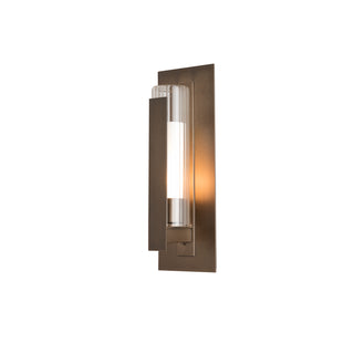 Vertical Bar Fluted Glass Small Outdoor Sconce Coastal Bronze / Clear Glass with Opal Diffuser (ZU)