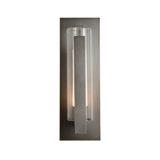 Vertical Bar Fluted Glass Large Outdoor Sconce Coastal Dark Smoke / Clear Glass with Opal Diffuser (ZU)