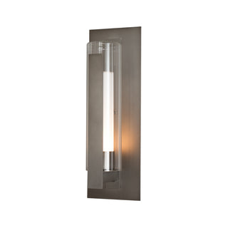 Vertical Bar Fluted Glass Large Outdoor Sconce Coastal Dark Smoke / Clear Glass with Opal Diffuser (ZU)