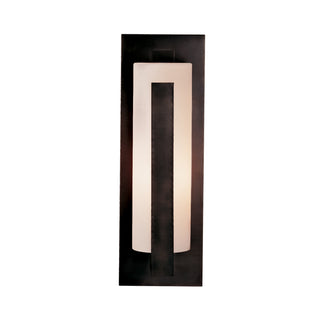 Forged Vertical Bars Large Outdoor Sconce Coastal Dark Smoke / Opal Glass (GG)