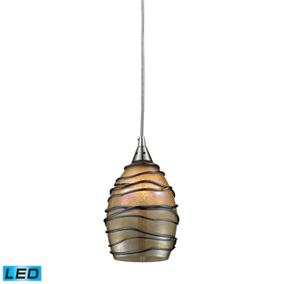 Vines 5'' Wide 1-Light Pendant - Satin Nickel with Tan Glass (LED)