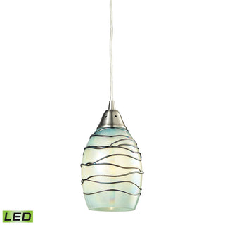 Vines 5'' Wide 1-Light Pendant - Satin Nickel with Mint Glass (LED)