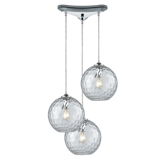 Watersphere 10'' Wide 3-Light Pendant - Polished Chrome with Clear