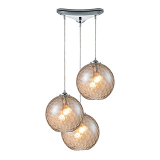 Watersphere 12'' Wide 3-Light Pendant - Polished Chrome with Amber