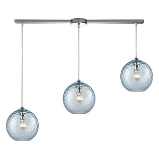 Watersphere 36'' Wide 3-Light Slim Pendant - Polished Chrome with Aqua