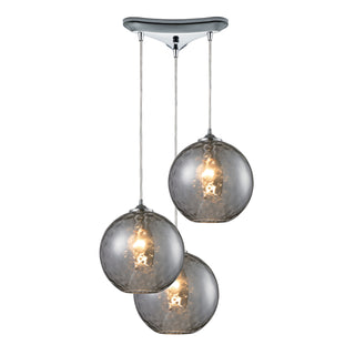 Watersphere 12'' Wide 3-Light Pendant - Polished Chrome with Smoke