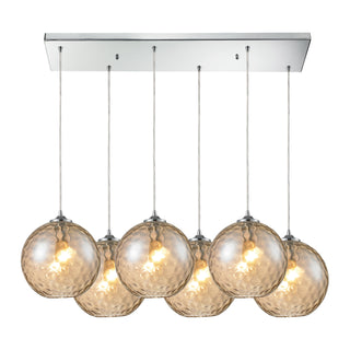 Watersphere 33'' Wide 6-Light Pendant - Polished Chrome with Amber