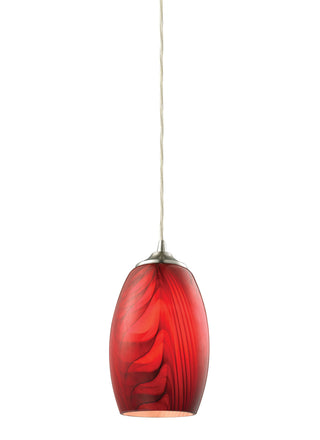 Tidewaters 5'' Wide 1-Light Pendant - Satin Nickel with Ruby Glass