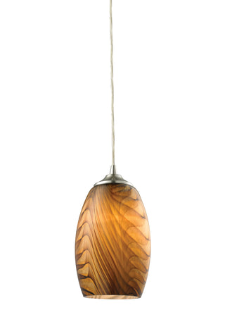 Tidewaters 5'' Wide 1-Light Pendant - Satin Nickel with Amber Glass