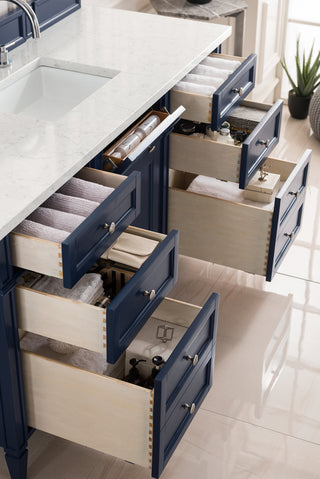 60 Inch Brittany Freestanding Vanity in Victory Blue / Eternal Jasmine Pearl Top