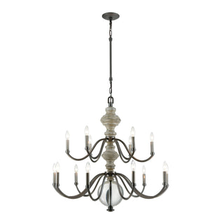 Neo Classica 36'' Wide 15-Light Chandeliers - Aged Black