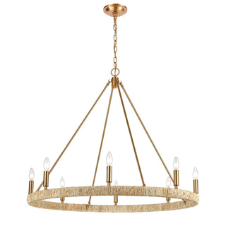 Abaca 36'' Wide 8-Light Chandeliers - Satin Brass