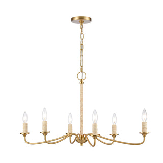 Abaca 32'' Wide 6-Light Chandeliers - Brushed Gold