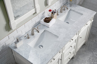 60 Inch Brittany Freestanding Vanity in Bright White / Carrara White Top