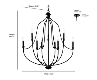 Senoia 9-Light Chandelier Ceiling Light Matte Black